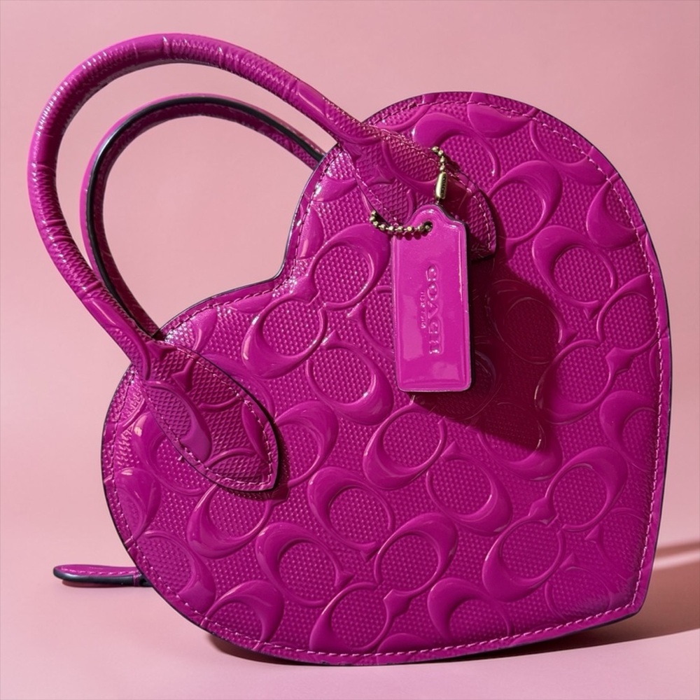 Coach Heart-Shaped Magenta Patent Leather Mini Bag 💕